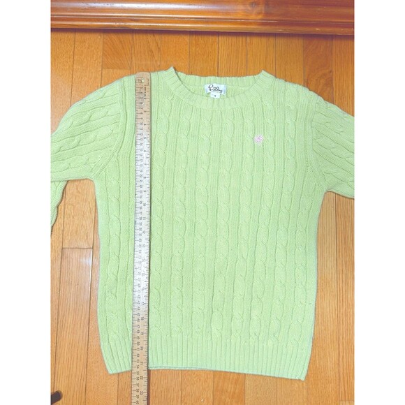 Vintage Lilly Pulitzer Crew Neck Cable Knit Sweater Lime Green Cotton Size S - Picture 7 of 7